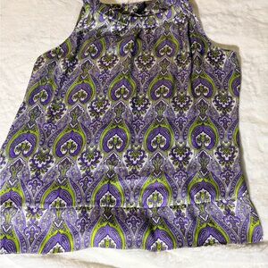 Essentials by Milano Vibrant Purple and Green Paisley Blouse